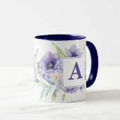 Faith Hope-Liebe mit Aquarell-Blume Monogram Tasse (VorderseiteRechts)