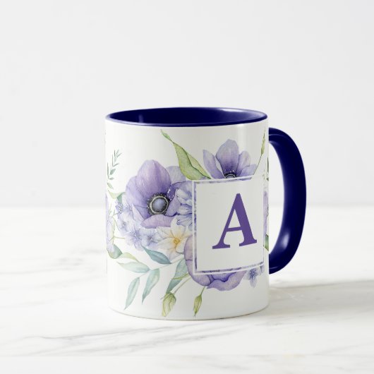 Faith Hope-Liebe mit Aquarell-Blume Monogram Tasse (VorderseiteRechts)