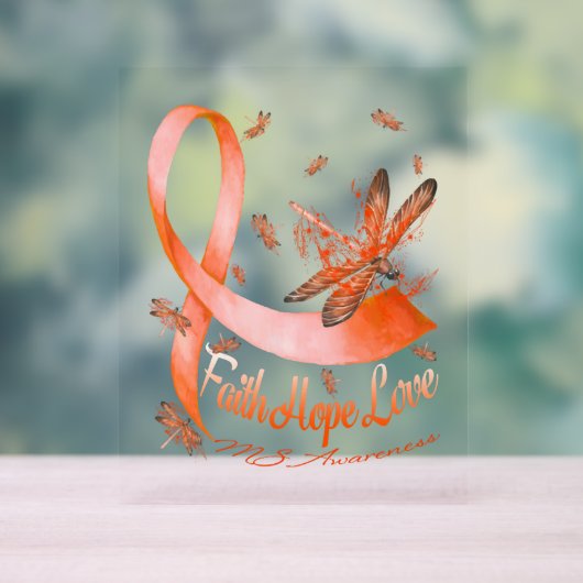Faith Hope Liebe MS Awareness Dragonfly Acrylschild (Neutral)