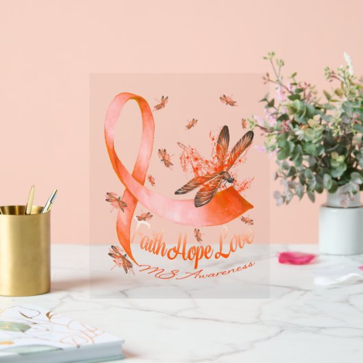 Faith Hope Liebe MS Awareness Dragonfly Acrylschild (Hochzeit)