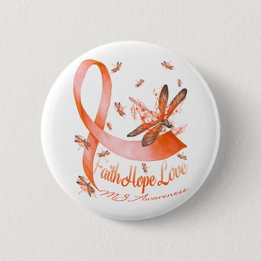 Faith Hope Liebe MS Awareness Dragonfly Button (Vorderseite)