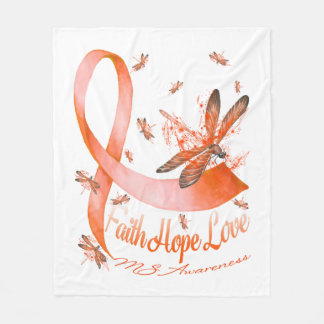 Faith Hope Liebe MS Awareness Dragonfly Fleecedecke