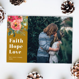 Faith Hope Liebe | Mustard Brown Christmas Foto Feiertagskarte