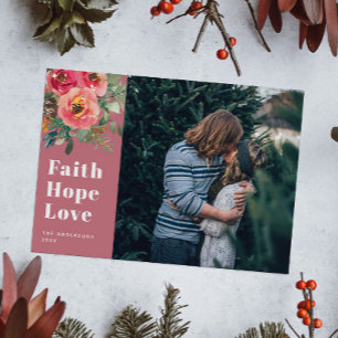 Faith Hope Liebe Mute Pink Floral Foto Weihnachten