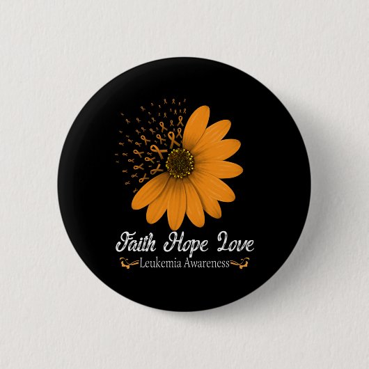 Faith Hope Liebe Orange Ribbon Blood Cancsupport Button (Vorderseite)