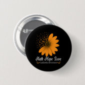 Faith Hope Liebe Orange Ribbon Blood Cancsupport Button (Vorne & Hinten)