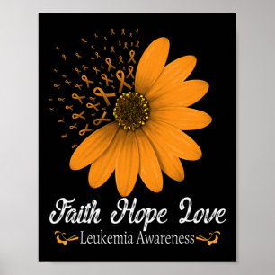 Faith Hope Liebe Orange Ribbon Blood Cancsupport Poster