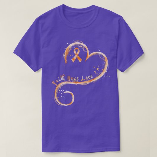 Faith Hope Liebe Orange Ribbon Leukemia Awareness T-Shirt (Design vorne)