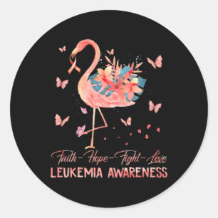Faith Hope Liebe Pink Flamingo Brust Leukemia Awar Runder Aufkleber