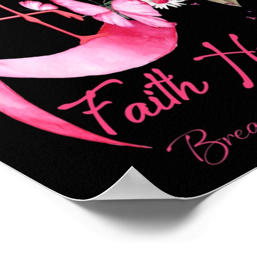 Faith Hope Liebe Pink Flamingo Ribbon Brustkrebs Poster (Ecke)