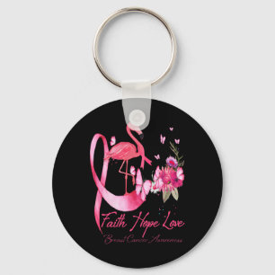 Faith Hope Liebe Pink Flamingo Ribbon Brustkrebs Schlüsselanhänger