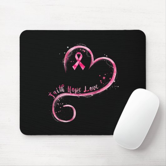 Faith Hope Liebe Pink Ribbon Brustkrebs Auswarenes Mousepad (Mit Mouse)