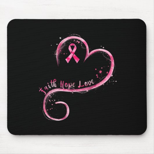 Faith Hope Liebe Pink Ribbon Brustkrebs Auswarenes Mousepad (Vorne)