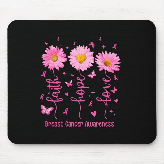 Faith Hope Liebe Pink Ribbon Brustkrebs Auswarenes Mousepad (Vorne)