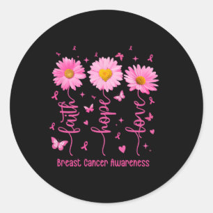 Faith Hope Liebe Pink Ribbon Brustkrebs Auswarenes Runder Aufkleber