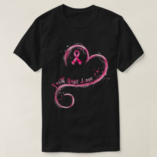 Faith Hope Liebe Pink Ribbon Brustkrebs Auswarenes T-Shirt (Design vorne)