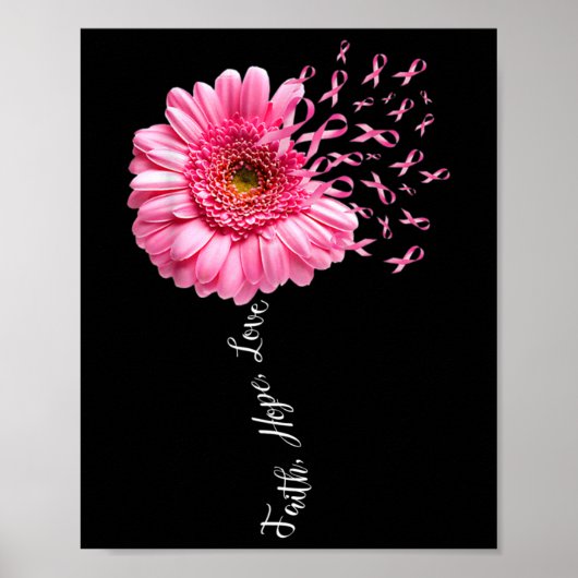Faith Hope Liebe Pink Ribbon Daisy Blume Brust Ca Poster (Vorne)
