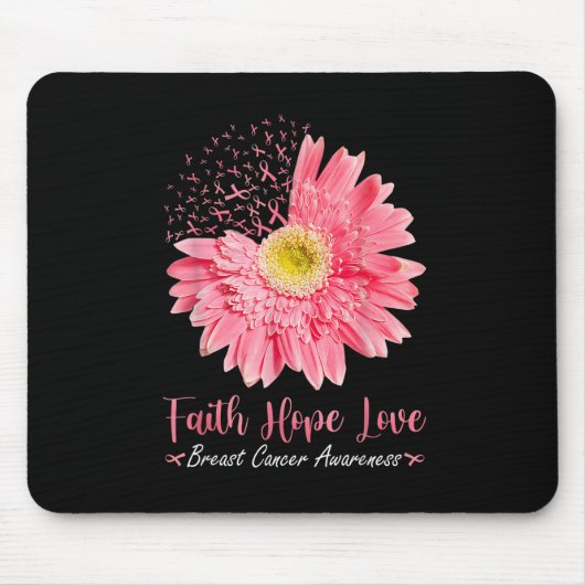 Faith Hope Liebe Pink Ribbon Daisy Sunflowers Brea Mousepad (Vorne)