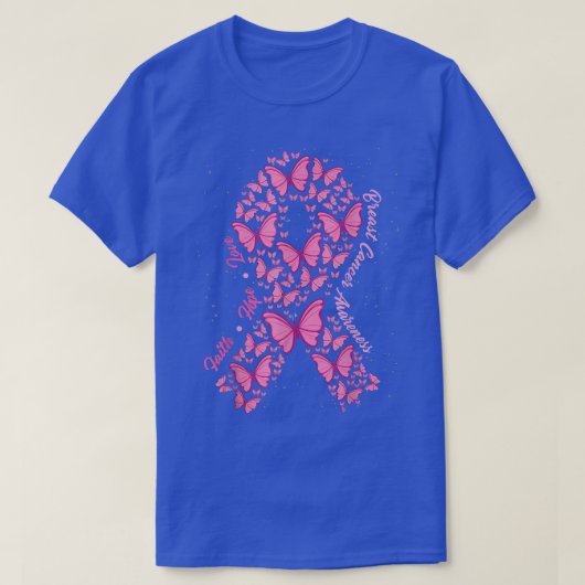 Faith Hope Liebe Pink Ribbon Schmetterlinge Brust  T-Shirt (Design vorne)