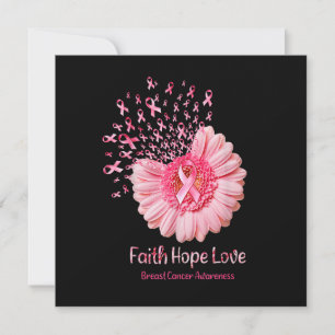 Faith Hope Liebe Pink Ribbon Sonnenblume Brust Can Einladung