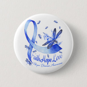Faith Hope Liebe Pompe Disease Awareness Dragonfly Button