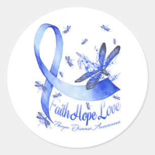Faith Hope Liebe Pompe Disease Awareness Dragonfly Runder Aufkleber