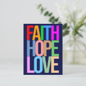 Faith Hope Liebe Positive bunt Postkarte (Stehend Vorderseite)