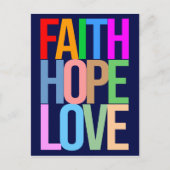 Faith Hope Liebe Positive bunt Postkarte (Vorderseite)