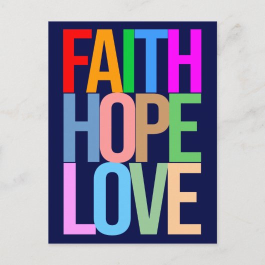 Faith Hope Liebe Positive bunt Postkarte (Vorderseite)