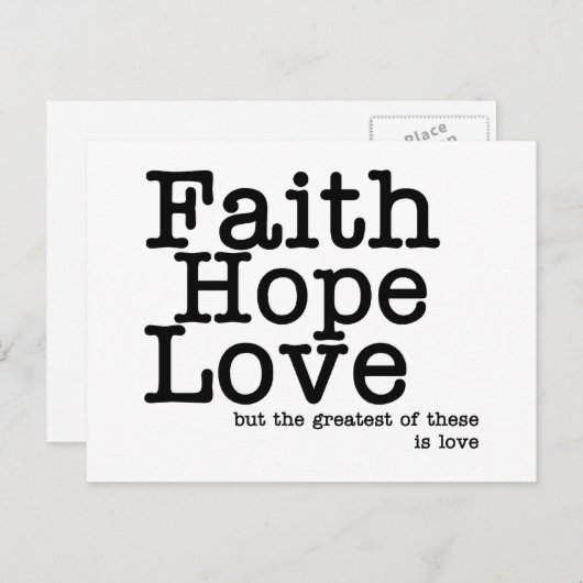 Faith Hope Liebe Postcard Postkarte (Vorne/Hinten)