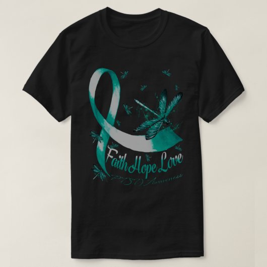 Faith Hope Liebe PTSD Awareness Dragonfly T-Shirt (Design vorne)