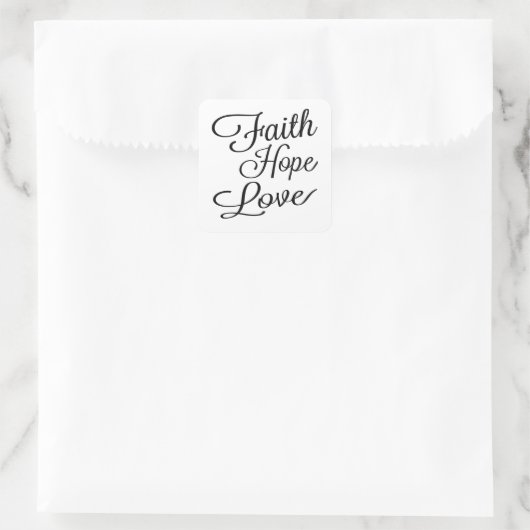 Faith Hope Liebe Quadratischer Aufkleber (Tasche)