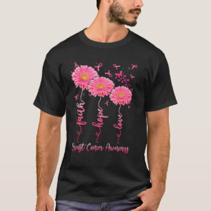 Faith Hope Liebe Rosa Blume Brustkrebs-Auszeichnun T-Shirt