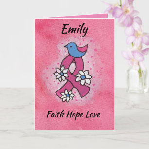 Faith Hope Liebe Rosa Brustkrebs Schleife Card Karte