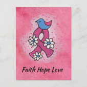 Faith Hope Liebe Rosa Brustkrebs Schleife Gebet Postkarte (Vorderseite)