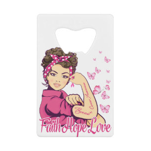 Faith Hope Liebe Rosie Riveter Brustkrebs Geldbeutel Flaschenöffner
