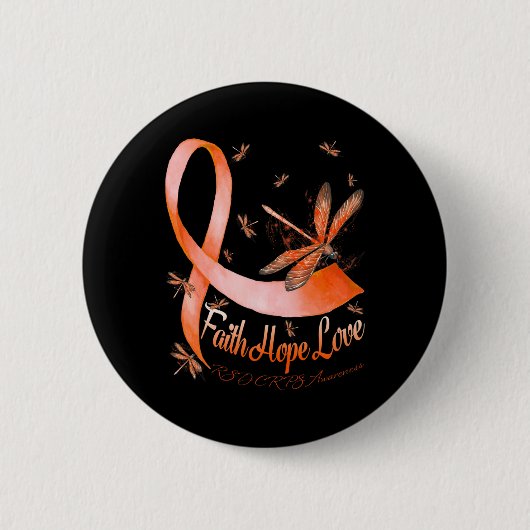 Faith Hope Liebe Rsd Crps Awareness Dragonfly Button (Vorderseite)