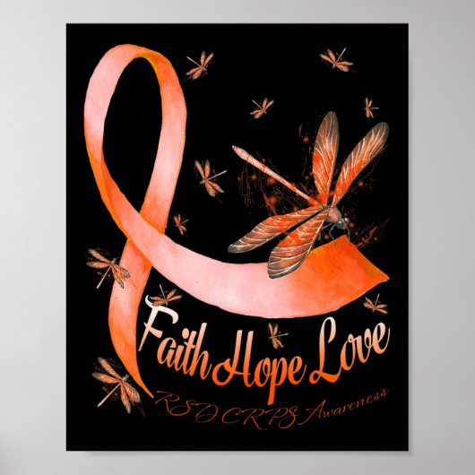 Faith Hope Liebe Rsd Crps Awareness Dragonfly Poster (Vorne)