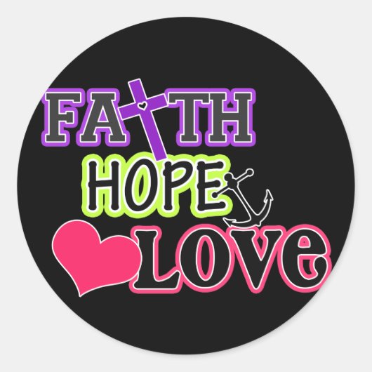 Faith Hope Liebe (schwarz) Runder Aufkleber (Vorderseite)