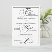Faith Hope Liebe Script Wedding Einladung (Stehend Vorderseite)