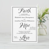 Faith Hope Liebe Script Wedding Einladung (Stehend Vorderseite)