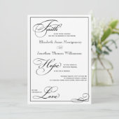 Faith Hope Liebe Script Wedding Einladung (Stehend Vorderseite)