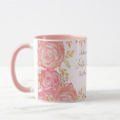Faith Hope Liebe Scripting Floral Pink Gold Rose Tasse (Links)