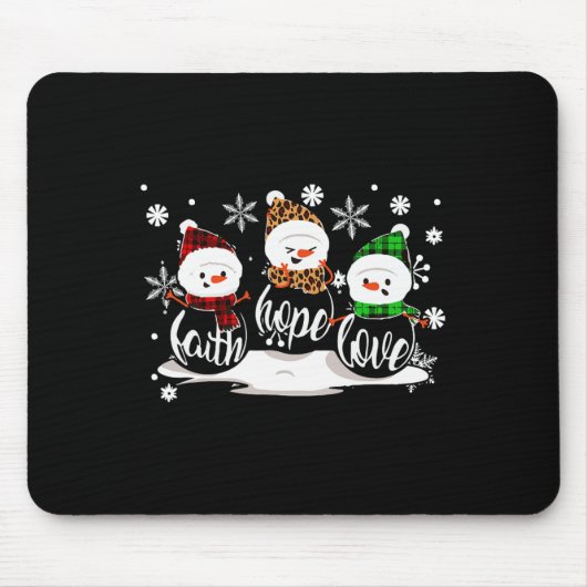 Faith Hope Liebe Snowman Christmas Pajama Niedlich Mousepad (Vorne)