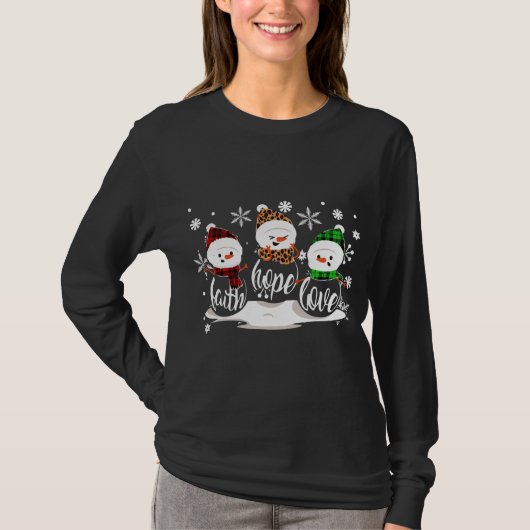 Faith Hope Liebe Snowman Christmas Pajama Niedlich T-Shirt (Vorderseite)