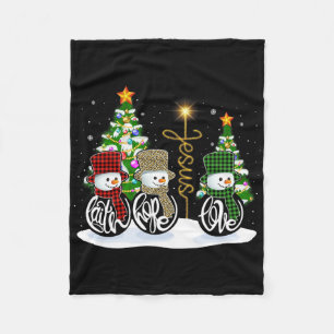 Faith Hope Liebe Snowman Jesus Fun Xmas Cross für  Fleecedecke