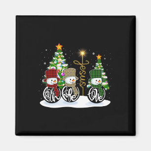 Faith Hope Liebe Snowman Jesus Fun Xmas Cross für  Magnet
