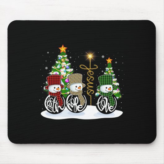 Faith Hope Liebe Snowman Jesus Fun Xmas Cross für Mousepad (Vorne)
