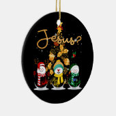 Faith Hope Liebe Snowman Jesus Funny Xmas Cross fü Keramik Ornament (Rechts)