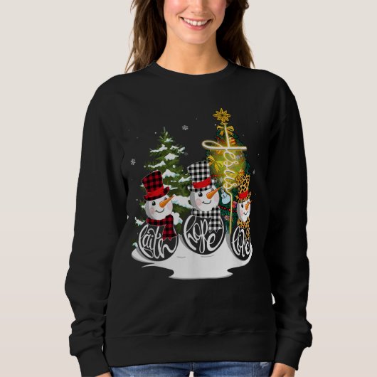 Faith Hope Liebe Snowman Jesus Xmas Tree Christlic Sweatshirt (Vorderseite)